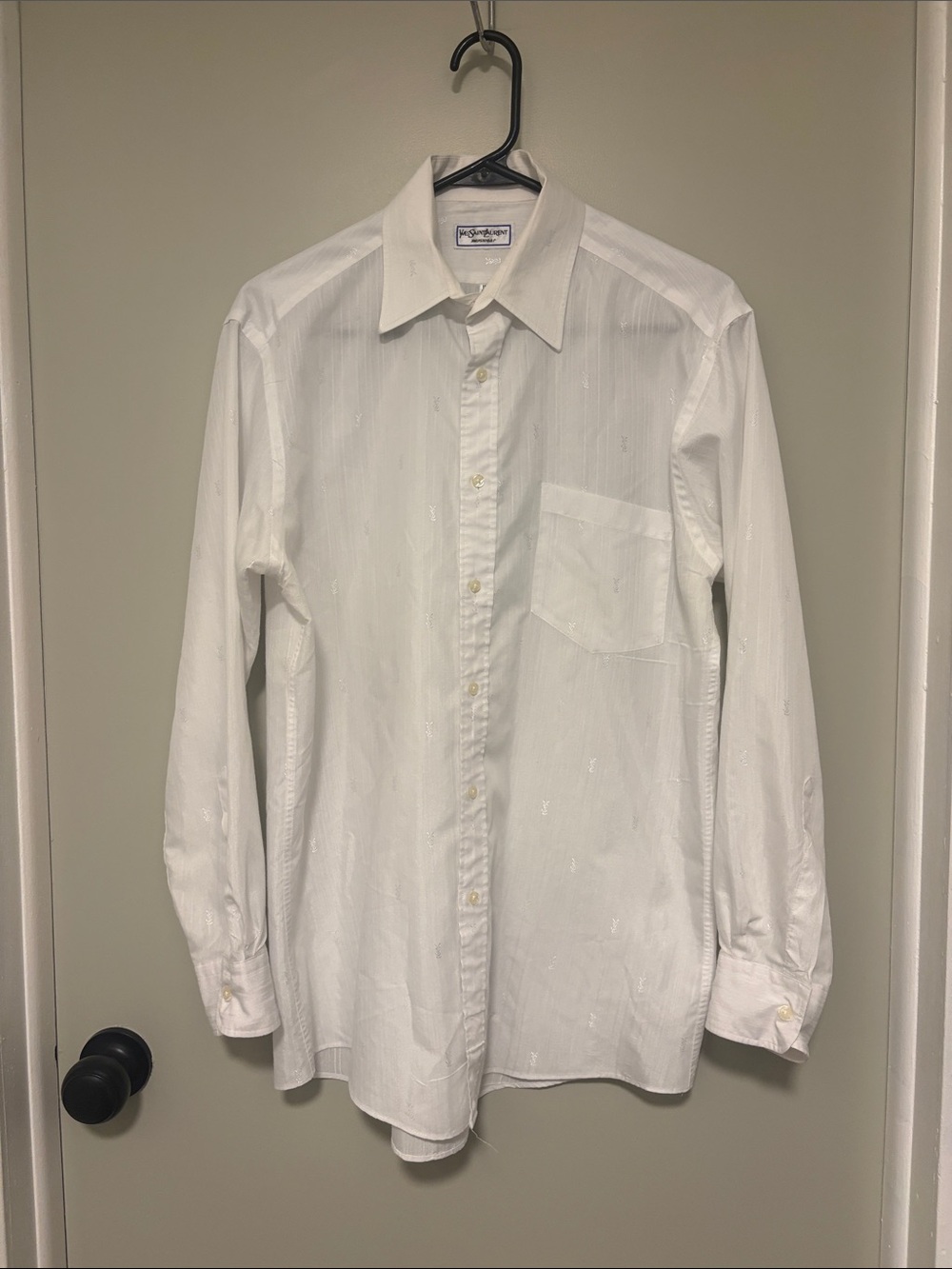 Yves Saint Laurent signature woven  button down. Size 15 1/2 & pale pink 15 1/2
